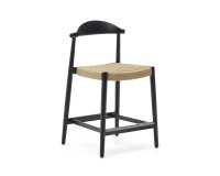 Taburete Nina de madera maciza de acacia acabado negro y cuerda beige altura 62 cm