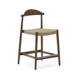 DE_Tabouret Nina en acacia, finition noyer et corde beige hauteur 62 cm