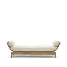 Catalina sun lounger, in beige cord and solid FSC acacia wood