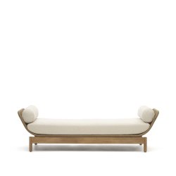 Ligstoel Catalina beige van touw en massief acaciahout FSC