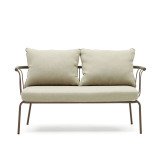 Salguer sofa in green cord and steel with a brown painted finish, 134 cm