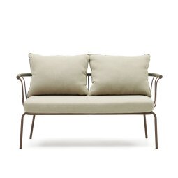 Sofa Salguer 2 plaatsen in groen touw en staal kleur bruin 134 cm