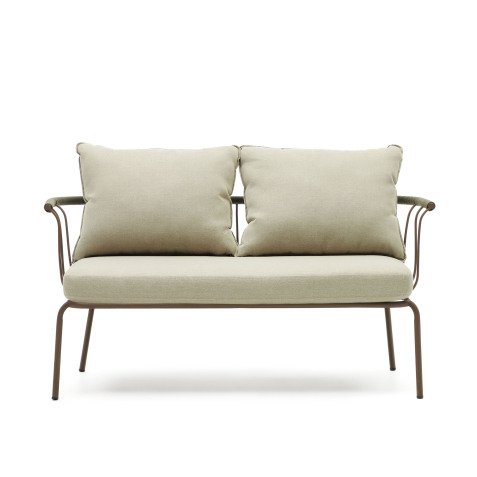 Salguer sofa in green cord and steel with a brown painted finish, 134 cm