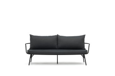 Bramant steel 2 seater sofa with black finish, 175.5 cm