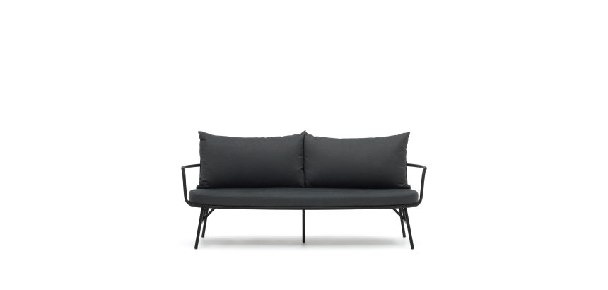 Bramant steel 2 seater sofa with black finish, 175.5 cm