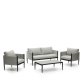 Ensemble Satuna 2 fauteuils, canapé 2 places et table basse en métal finition émaillée