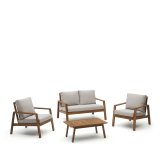 Set Frares de sofá 2 plazas, 2 sillones y mesa de centro de madera maciza acacia FSC 100%