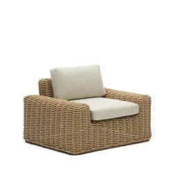 Fauteuil d'extérieur Portlligat en rotin synthétique avec finition naturelle