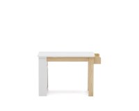 Escritorio Serwa de MDF blanco con patas y detalles de madera maciza de pino FSC MIX Credit
