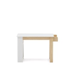 Escritorio Serwa de MDF blanco con patas y detalles de madera maciza de pino FSC MIX Credit