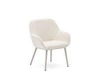 Silla infantil Konna de borreguito blanco y patas de acero con acabado beige