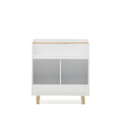 Serwa bookcase in white MDF with solid pine legs and bar FSC MIX Credit