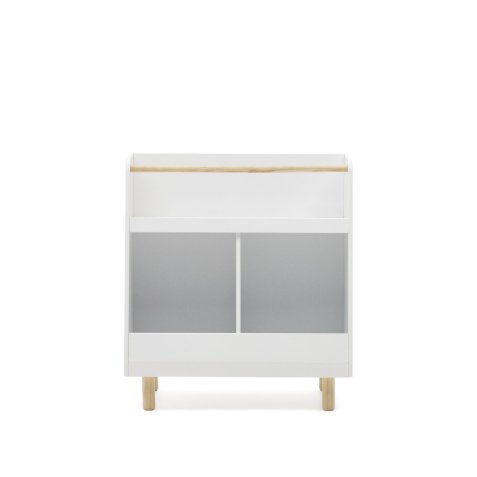 Serwa bookcase in white MDF with solid pine legs and bar FSC MIX Credit