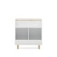 Serwa bookcase in white MDF with solid pine legs and bar FSC MIX Credit