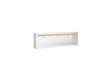 Shantal solid ash wood shelf in white finish, 10 x 50 cm