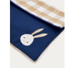Estuche Yanil azul de cuadros vichy con conejito bordado