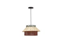 Lámpara de techo Pulmi de rafia natural, terracota y azul Ø 40 cm