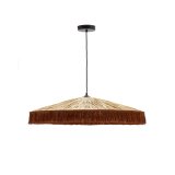 Pollensa ceiling lamp in natural raffia and terracotta fringes, Ø 75 cm