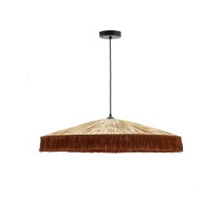 Lámpara de techo Pollensa de rafia natural y flecos terracota Ø 75 cm