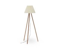 Lámpara de pie Benicarlo de madera de caucho con acabado natural y beige