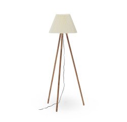 Lámpara de pie Benicarlo de madera de caucho con acabado natural y beige