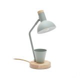 Katia desk lamp in wood and green metal