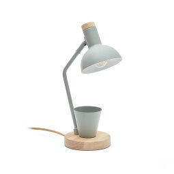 Katia-bureaulamp van hout en groen metaal
