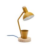 Katia desk lamp in wood and mustard metal