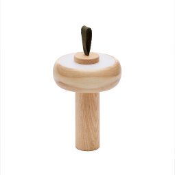 DE_Lampe de table portable Luba en bois de frêne et poignée en coton vert