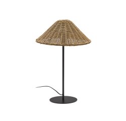 Lámpara de mesa Urania de ratán y metal con acabado pintado negro