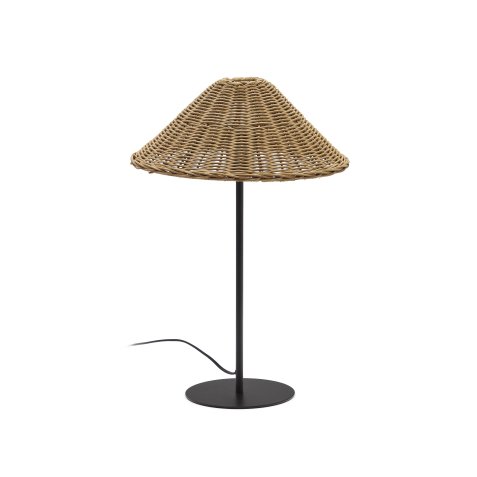 Urania table lamp in rattan and metal with black painted finished