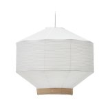 Hila ceiling lamp screen in white paper with natural wood veneer Ø 80 cm