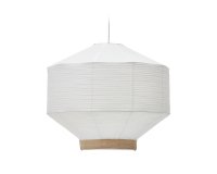 Pantalla para lámpara de techo Hila de papel blanco y chapa de madera natural Ø 80 cm