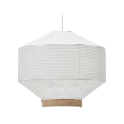 Pantalla para lámpara de techo Hila de papel blanco y chapa de madera natural Ø 80 cm