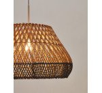 Pantalla para lámpara de techo Daro de ratán con acabado natural y pintado azul Ø 45 cm