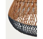 Pantalla para lámpara de techo Daro de ratán con acabado natural y pintado azul Ø 45 cm