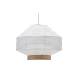 Hila ceiling lamp screen in white paper with natural wood veneer Ø 55 cm