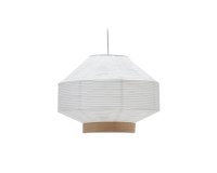 Pantalla para lámpara de techo Hila de papel blanco y chapa de madera natural Ø 55 cm