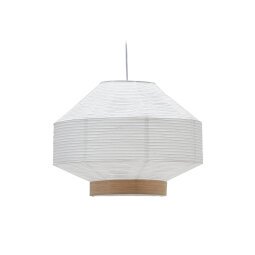 Hila ceiling lamp screen in white paper with natural wood veneer Ø 55 cm