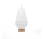 Pantalla para lámpara de techo Hila de papel blanco y chapa de madera natural Ø 30 cm