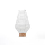 Hila ceiling lamp screen in white paper with natural wood veneer Ø 30 cm