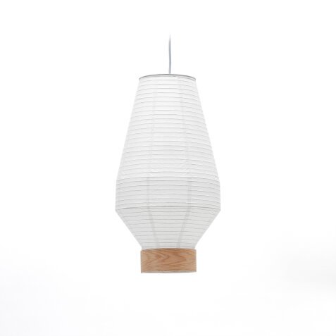 Lampenkap voor Hila-plafondlamp van wit papier en natuurlijk houtfineer Ø 30 cm