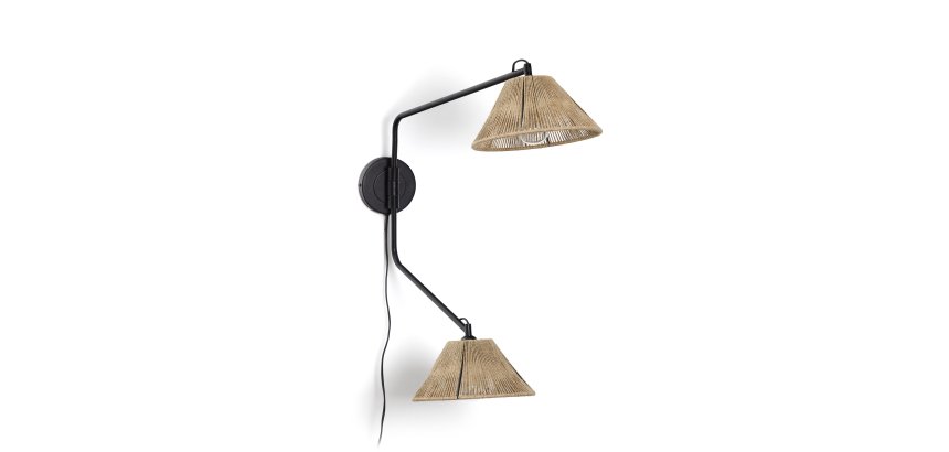 Aplique de pared Pontos de yute con acabado natural