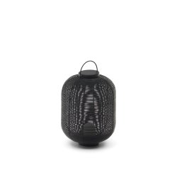 Lámpara de mesa pequeña portátil Saranella de ratán sintético negro