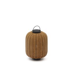 Lámpara de mesa pequeña portátil Saranella de ratán sintético marrón