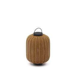 Saranella portable table lamp in brown faux rattan