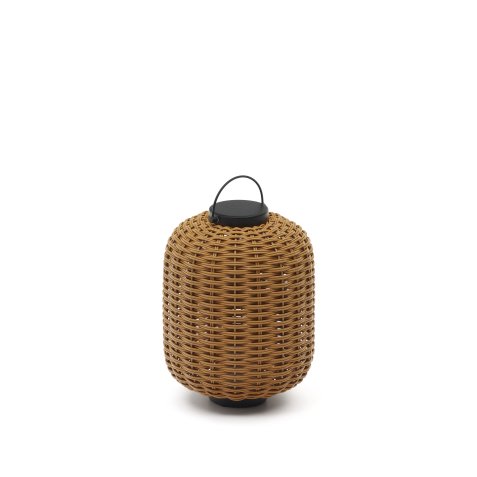 Saranella portable table lamp in brown faux rattan