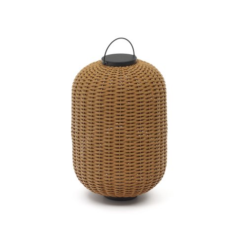 Saranella large portable table lamp in brown polyrattan