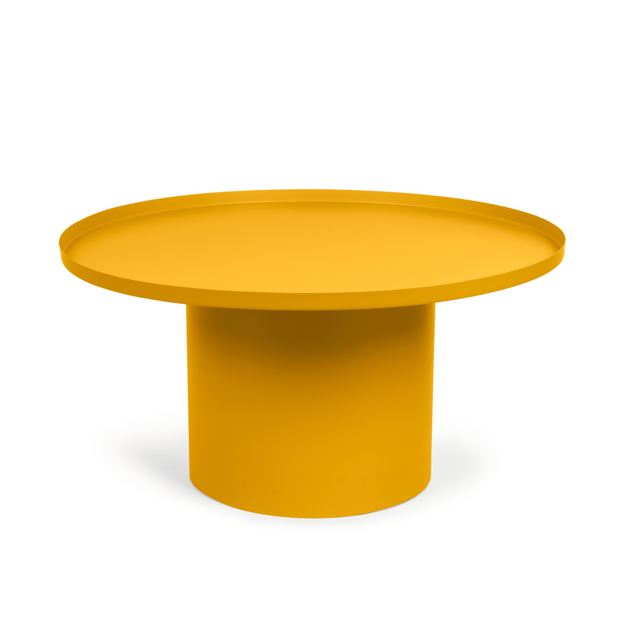 Fleksa round coffee table in mustard metal, Ø 72 cm