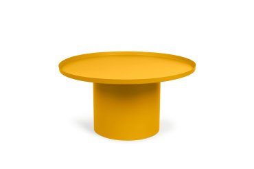 DE_Table basse ronde Fleksa en métal jaune Ø 72 cm